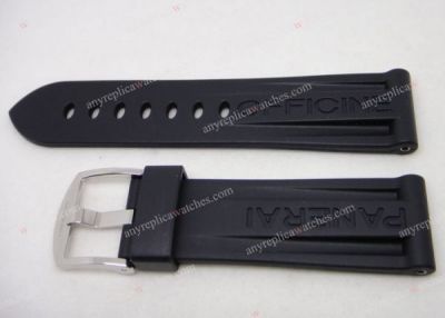 Replica Panerai Rubber Band - Black Rubber & Silver Buckle 24mm